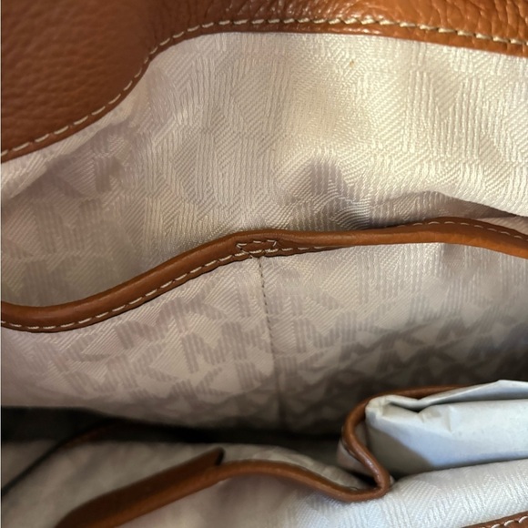 Michael Kors NWT Marina Signature Print Denim & Leather Drawstring Bucket Bag - Picture 7 of 13